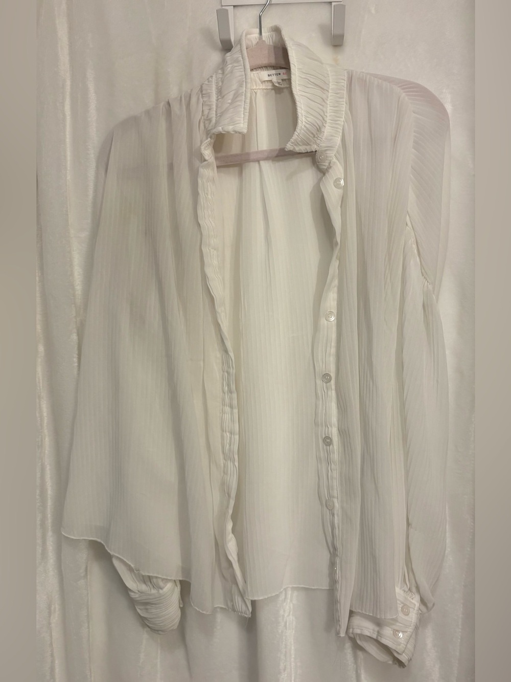 Better Be Soft White Pleated Button-Up Blouse
